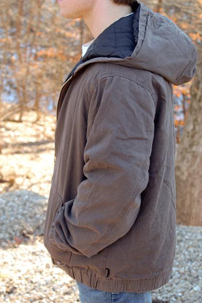 Quilt-Lined Hooded Jacket - Brown