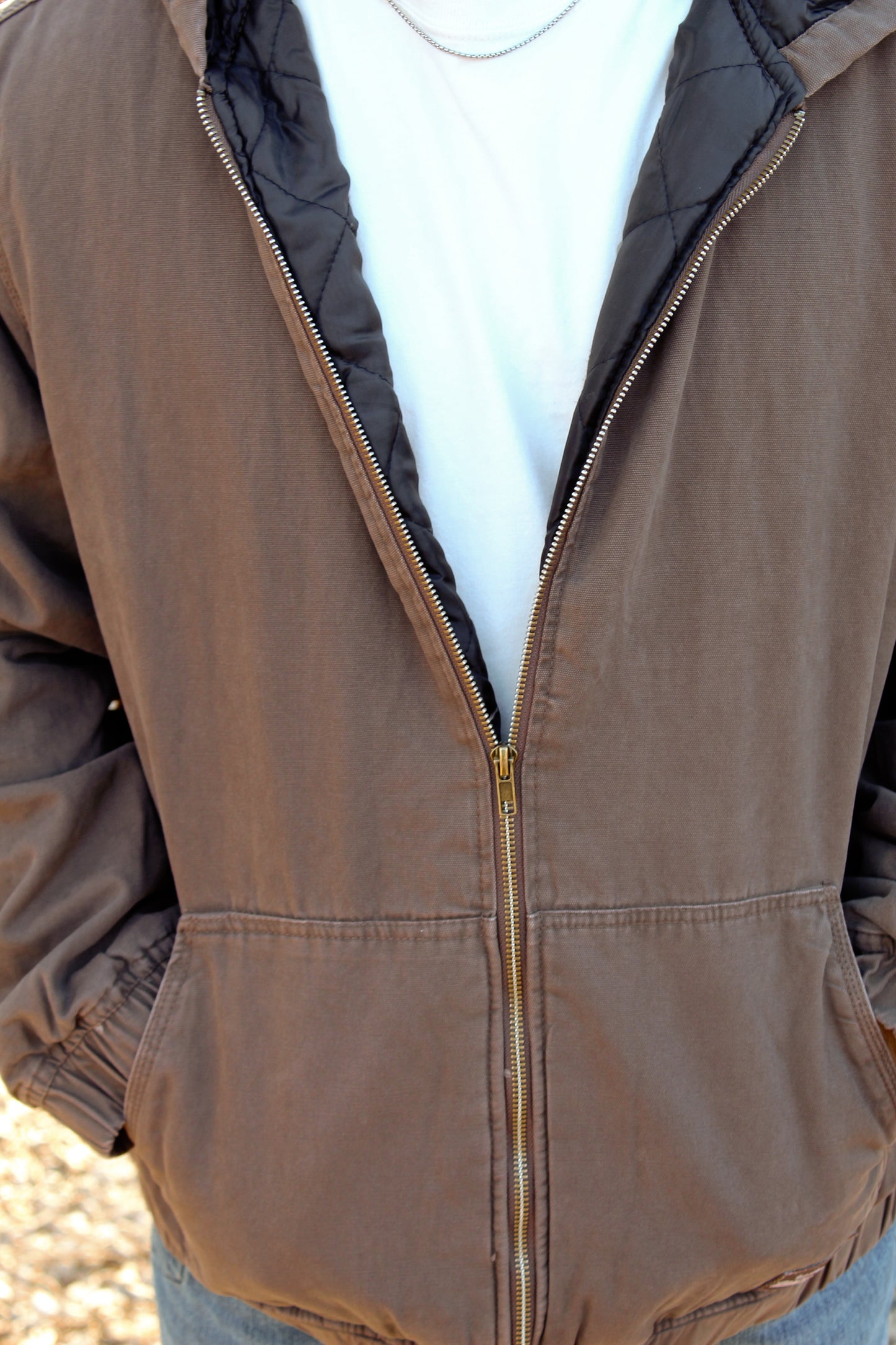 Quilt-Lined Hooded Jacket - Brown