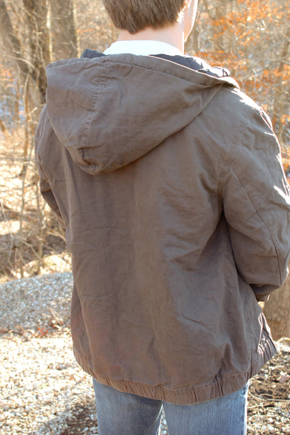 Quilt-Lined Hooded Jacket - Brown